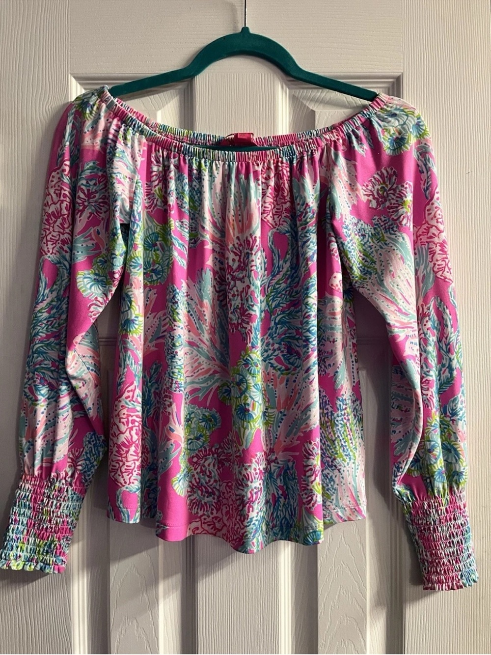 Lilly Pulitzer Pink Floral Off-Shoulder Blouse XS